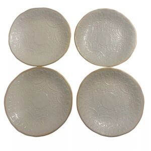 Pottery Barn Soulful Gold Rim Salad Plates Set Of 4 Gold Rim Off-White